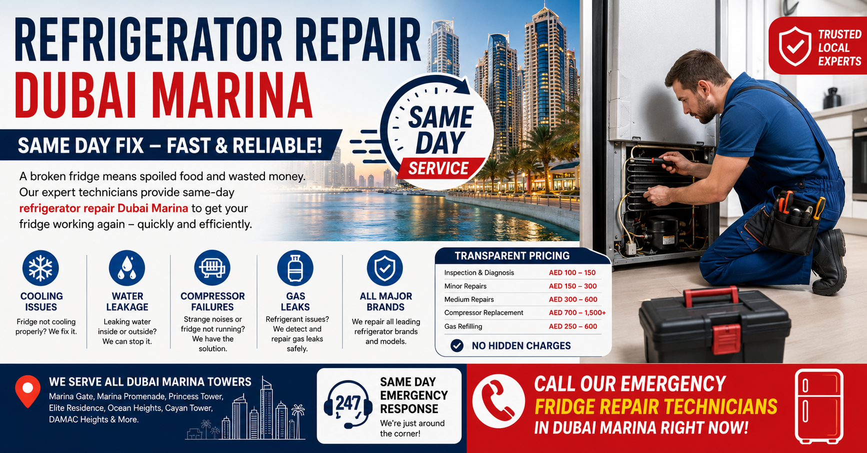 Fast Refrigerator Repair Dubai Marina – Same Day Emergency Fix