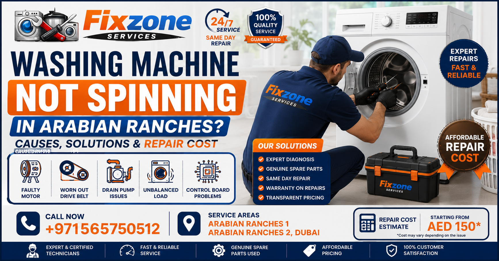 Washing Machine Not Spinning in Arabian Ranches